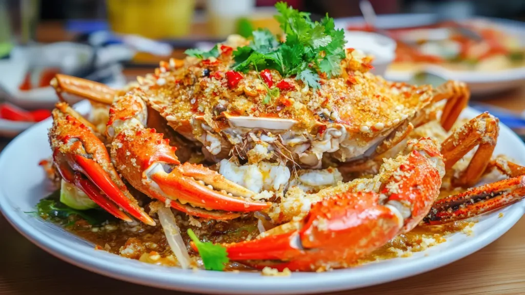 Photo d'un tourteau cuisiné dans une assiette